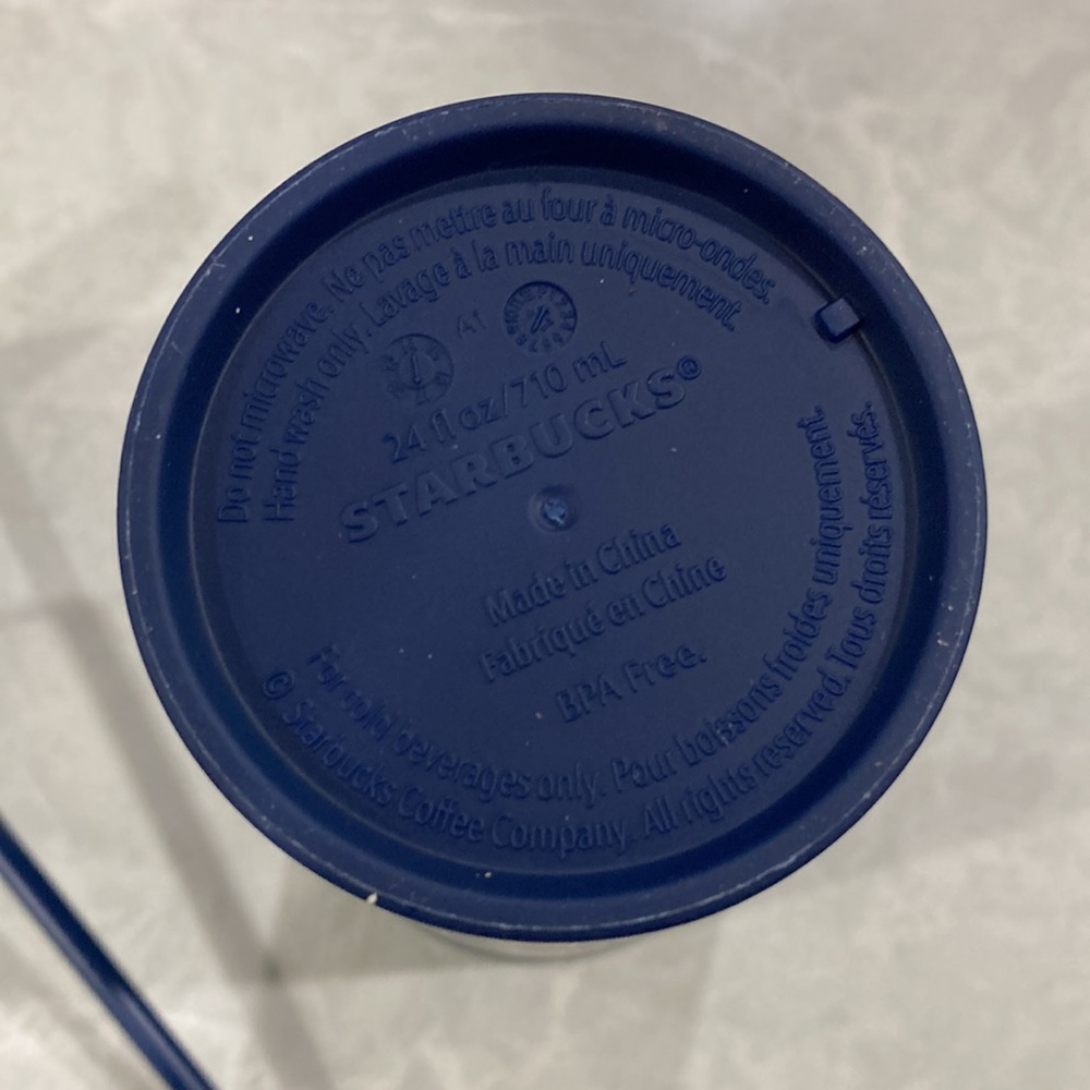 Starbucks 24 oz tumbler matte navy blue with star print - Picture 6 of 6